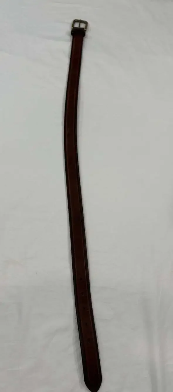 Brown Cowhide Leather Dress Casual Brass Buckle Size 28”